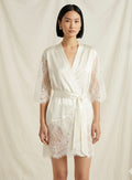GINIA Magnolia Silk Lace Robe / Pearl Ivory