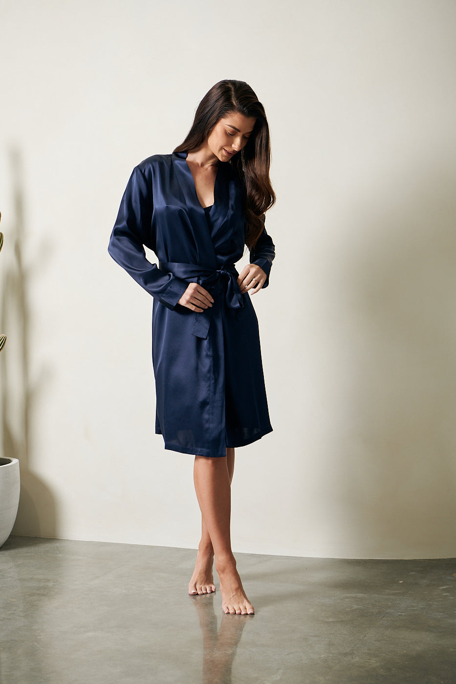 Love & Lustre Silk Robe / Navy