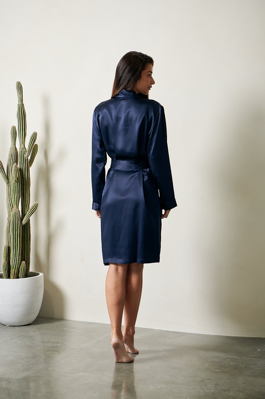 Love & Lustre Silk Robe / Navy