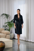 Love & Lustre Silk and Lace Robe / Black