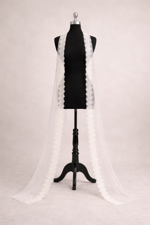 Clarisse Chantilly Lace Edge Bridal Neck Scarf