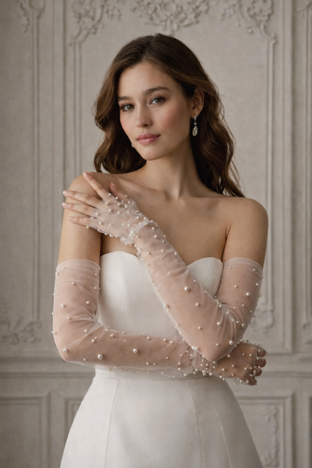 Margot Pearl Beaded Bridal Gloves